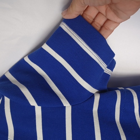 GAP Blue/white striped heavy tee dress with pockets, back zip, front pockets - Picture 4 of 8